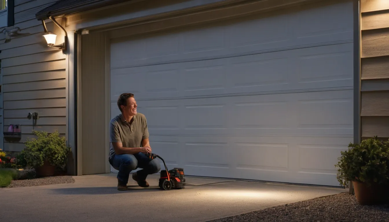 A provider inspecting garage door springs and track for a homeowner in the Plant City area